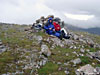 The first whisky of the weekend, cowering behind the cairn