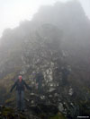 Negotiating the drop from Am Bodach