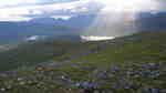 The sun lights up the west end of Loch Ossian (seen from Carn Dearg)