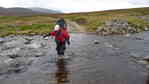 Scott fording Allt Dhaidh Mor
